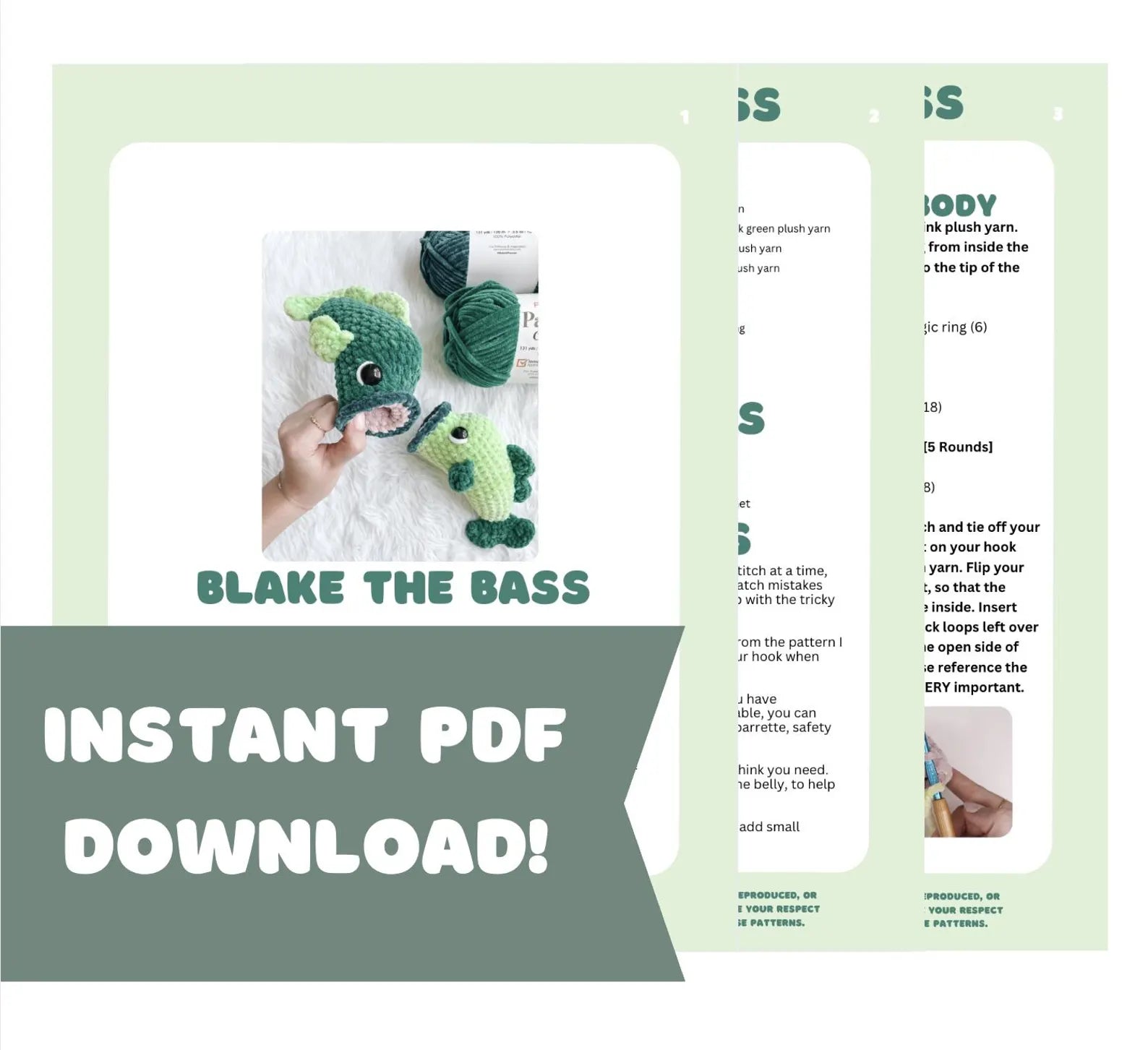 Bass Fish PDF Pattern 🐟🧶